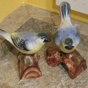 PY Japan Vintage Blue BIRD Salt & Pepper Shakers (K193)